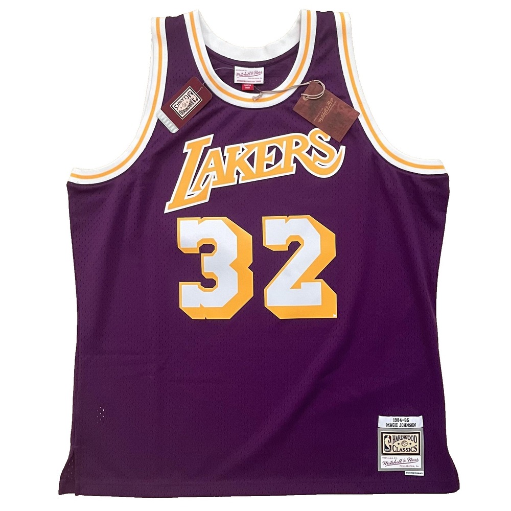 Los Angeles Lakers Jersey Mens 2XL NBA Magic Johnson Swingman Mitchell Ness NEW‎
